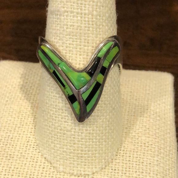 JAY KING DTR Unisex Green Turquoise Sterling Silver Ring Sz 10-1/4